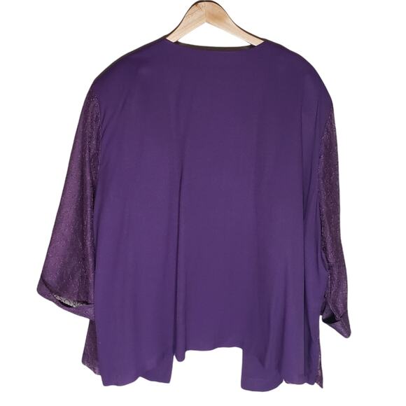 Kari's Korner Open Front Jacket Lace Sheer Sleeves Evening Purple Size 34 - Picture 5 of 5
